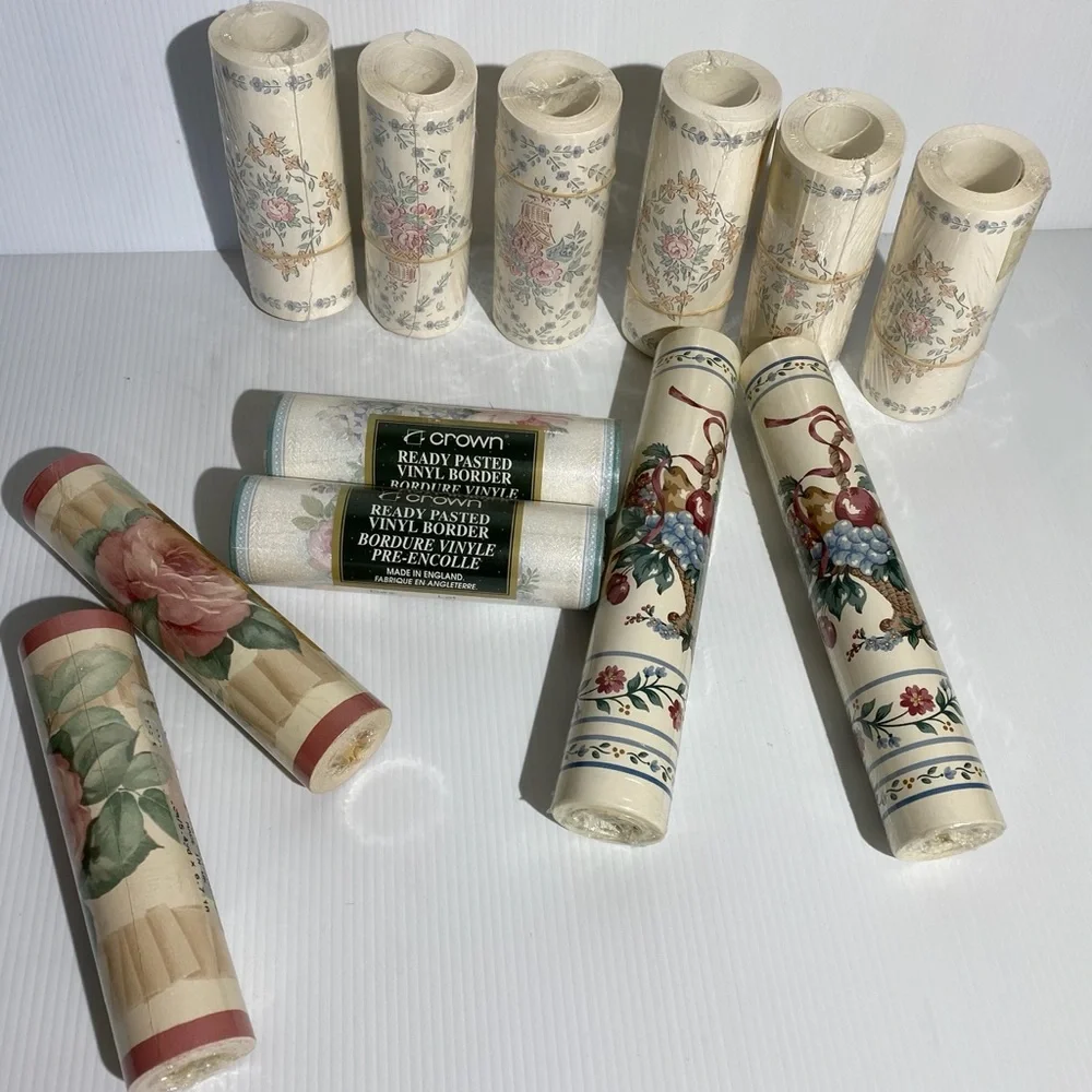 Wall Borders Rose Floral Ivy Fruit Basket Art Home Decor Set Bundle Lot 12 Pc